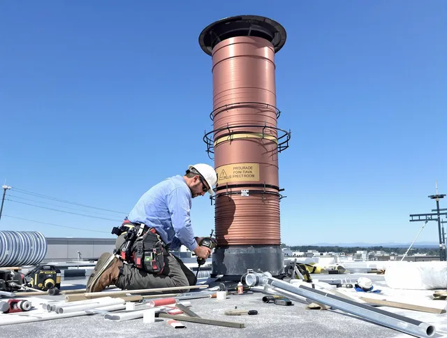 Installed chimney liner by Stonington Chimney Sweep in Stonington, CT