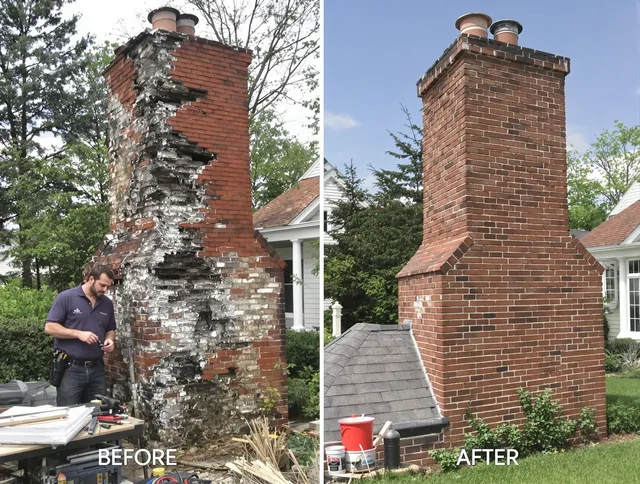Stonington Chimney Sweep performing a full chimney restoration in Stonington, CT
