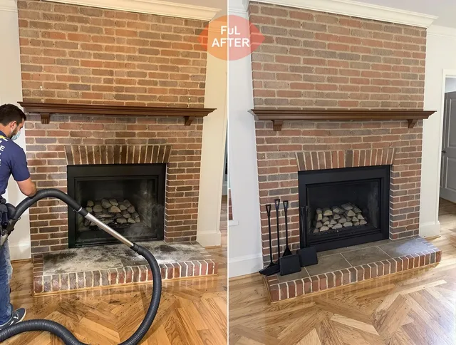 Stonington Chimney Sweep carefully sanitizing a fireplace in Stonington, CT
