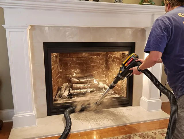 Fireplace cleaning performed by Stonington Chimney Sweep in Stonington, CT