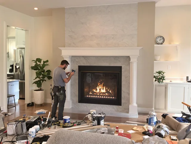 Newly installed fireplace by Stonington Chimney Sweep in Stonington, CT